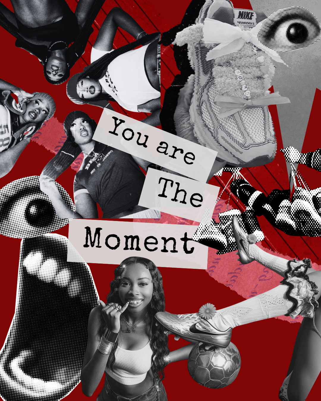 Black and Orange Collage Typewriter Eye Mouth Quote Instagram Post